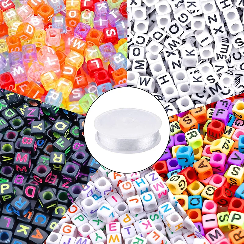 

100pcs  Acrylic Alphabet Cube Beads Letter Beads for Jewelry Making DIY, Multiple styles