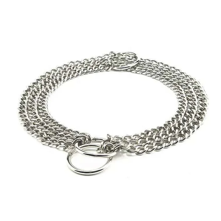 

Wholesale Stainless Steel Dog Chain Collar Automatic Tightening Training Metal Chain Collar for Dogs, Stainless steel bright color
