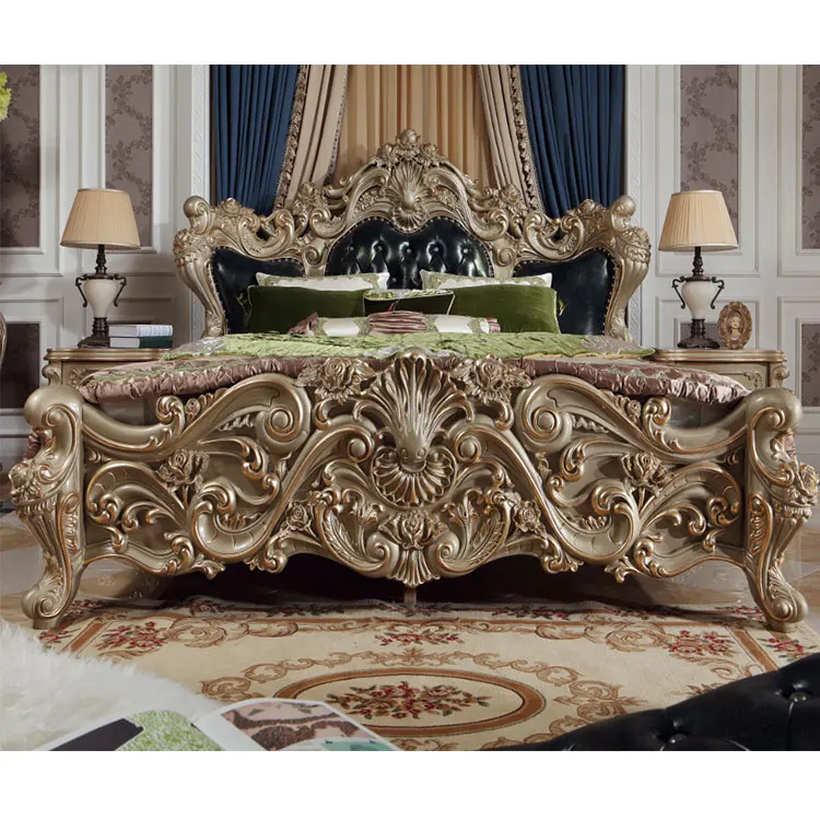 ajj 欧洲黄金爆炸模型卧室床大号新豪华皇家欧洲皮革双人床 fm197