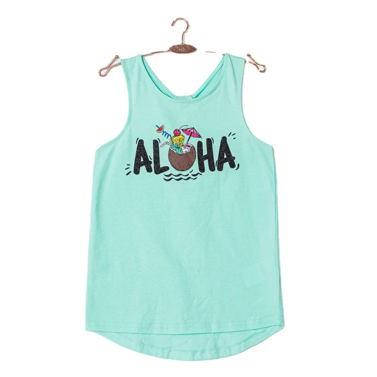 

2021 summer wholesale fashion Kids sleeveless Printed Cotton Vest Boys girls' Singlet vest tank top, Picture shows