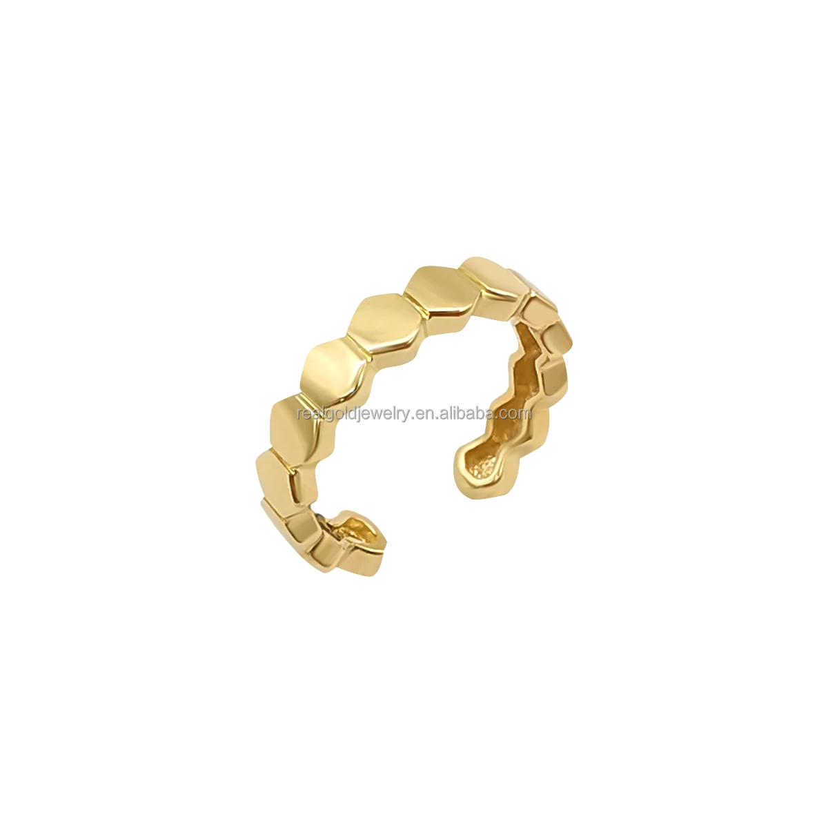 

Luxurious 14kt Yellow Gold Hexagon Geometry Cuff Earrings Fine Jewelry Ear Clip Men's and Women's Jewelry