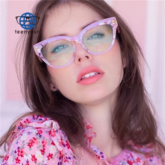 

Teenyoun Newest Female Vintage Optical Eyewear Big Large Frames Square Clear Eyeglasses Blue Light Cat Eye Glasses Frame