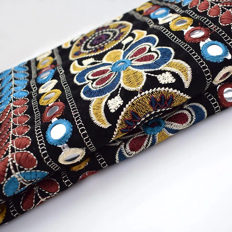 

1Yard 28cm Fashion National Embroidery Lace Ribbon Jacquard Webbing Trim DIY Clothes Bag Accessories Decor Ribbon Home Textile