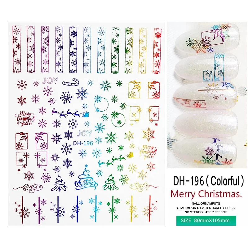 

New Custom Decoration Designer Christmas Nail Decal Holiday Cartoon Wholesale Christmas Nail Art Stickers