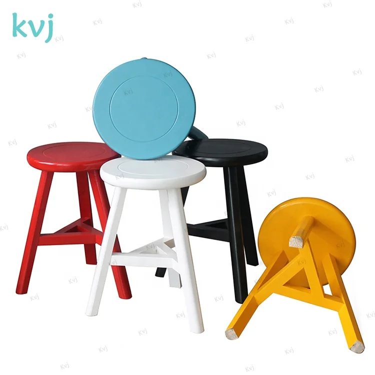 KVJ-7654-2 colorful small kid cute round wood stool