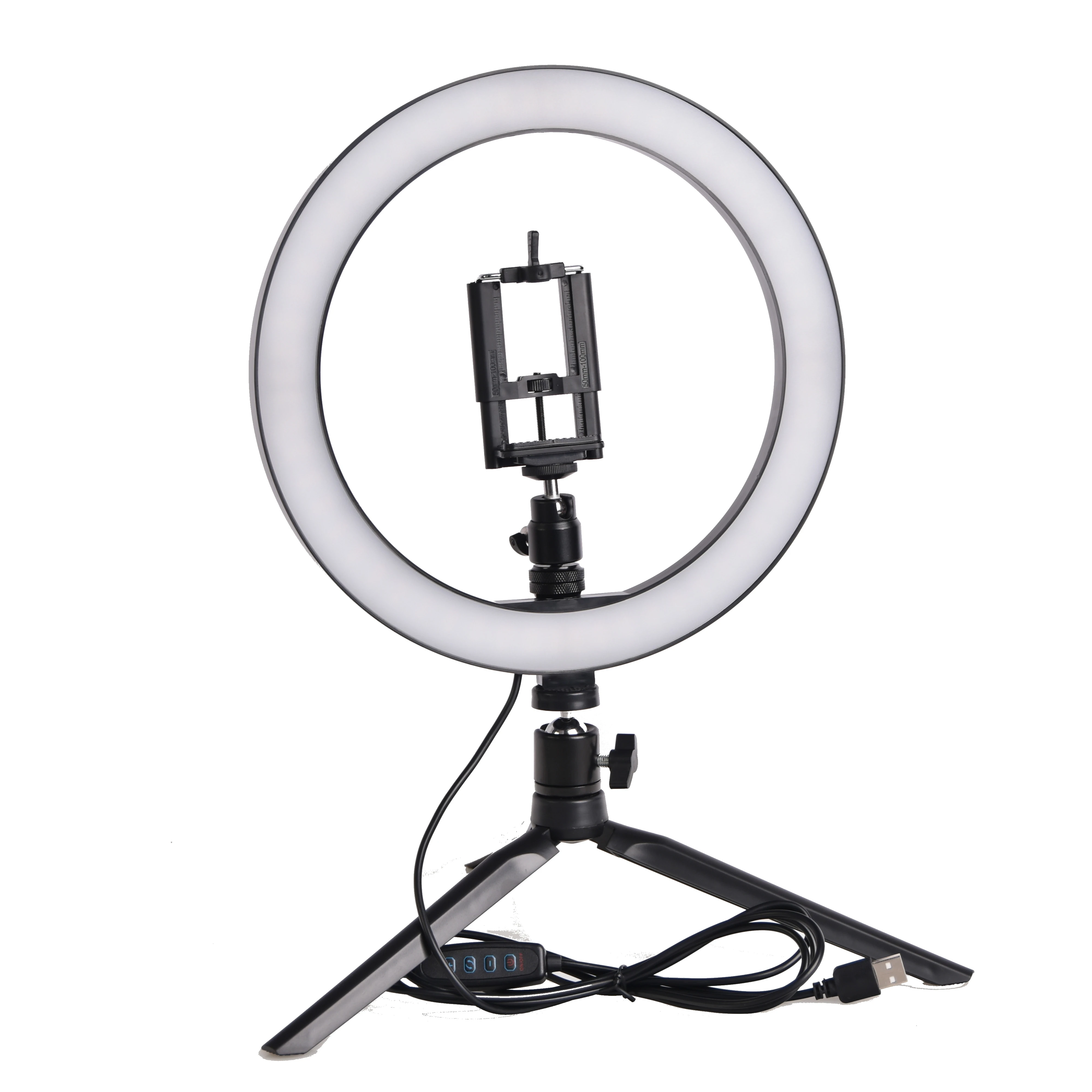 

Amazon Hot Selling 10 Inch Desk Beauty Selfie Ring Light Tiktok 10" LED Ring Light With Tripod Stand Cell Phone Holder, Black