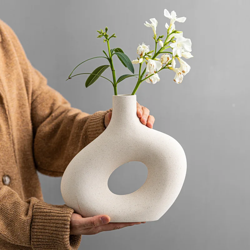 

New Arrival Nordic Vase Black White Ceramic Ornaments Minimalist Home Decor With Matte Vase