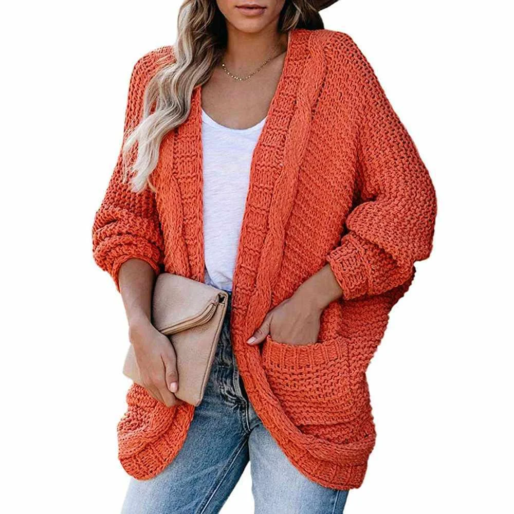 

Mzl's Love Thick Line Twisted Rope Cardigan Bat Sleeve Women Cardigan