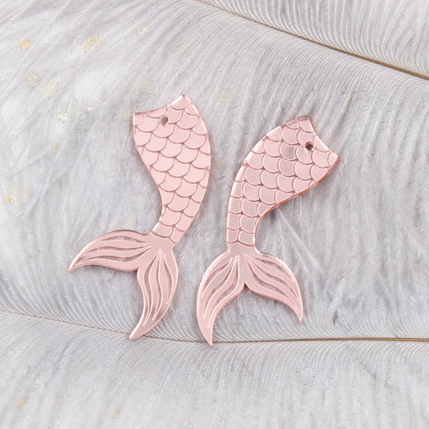 

AC1544 50mm Acrylic Earrings Mermaid Tail Earrings Gold & Silver Mirror Laser Cutout earrings