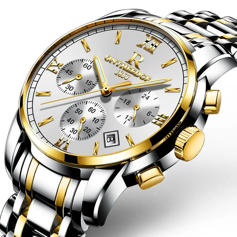 

stainless steel luxury waterproof quartz oem brand hands wristwatches custom logo wrist watch men, Black ,white,blue,brown