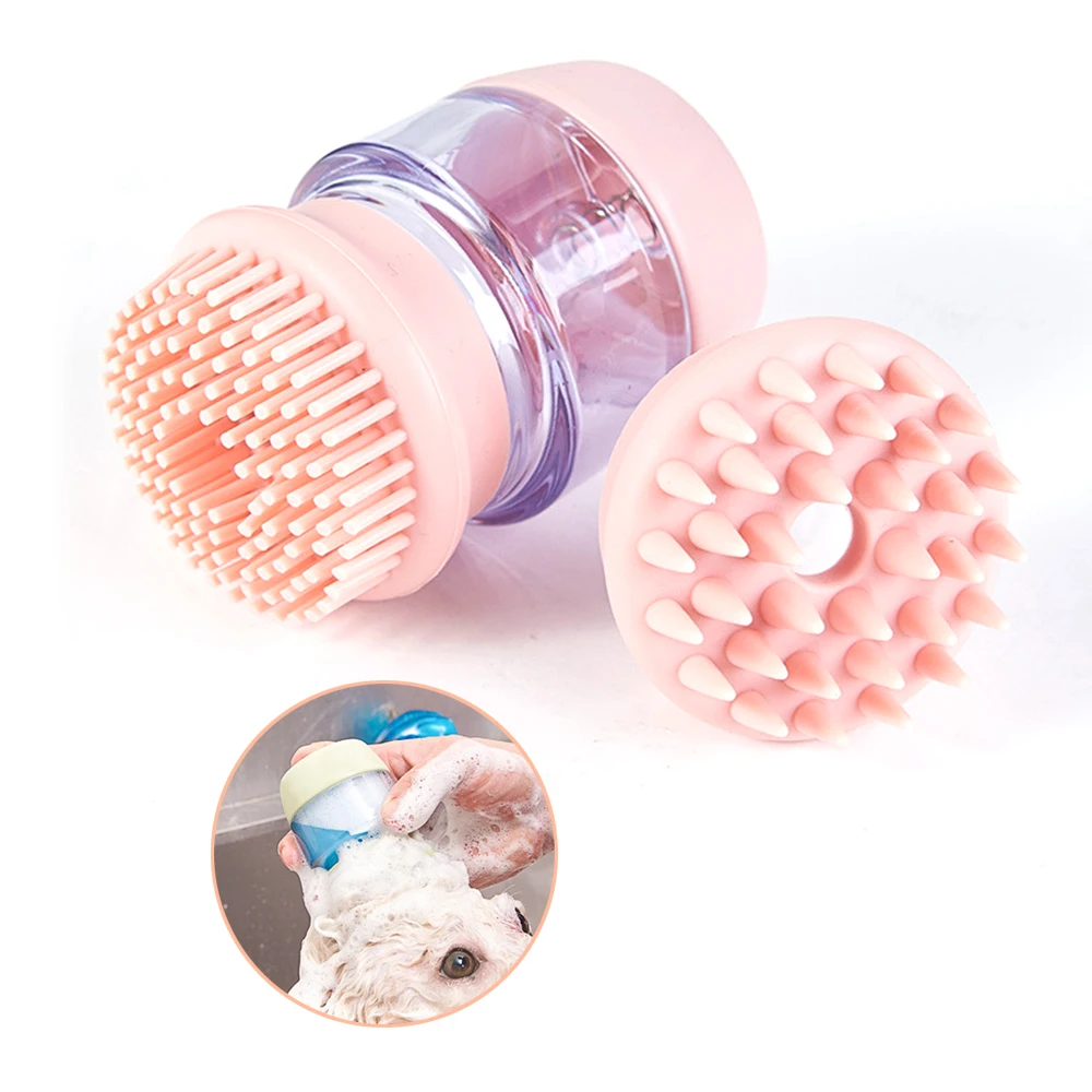 

New Arrival Multifunctional Dual Head Shampoo Pressing Pet Bath Massage Comb Brush For Cat Dog