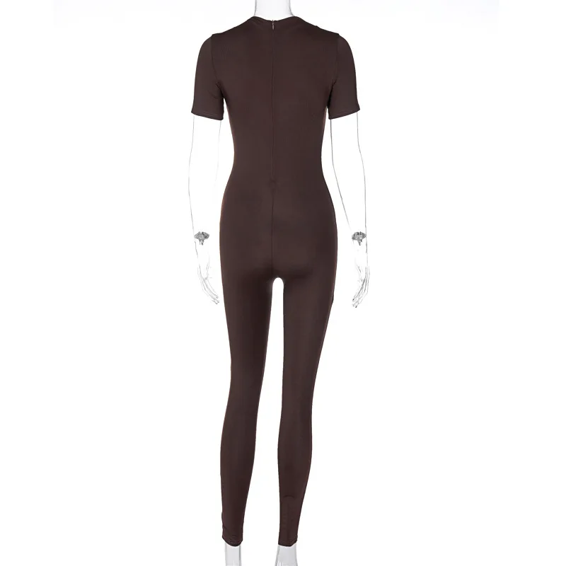 

casual bandage women short sleeve solid jumpsuit