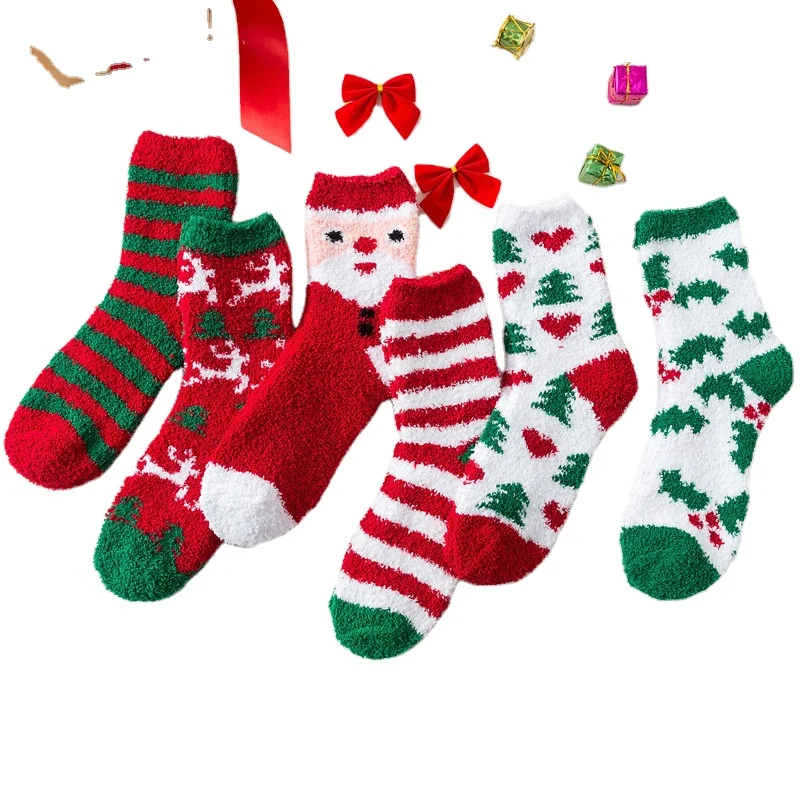 

Factory custom winter christmas indoor microfiber fuzzy fluffy socks for women, Picture shown