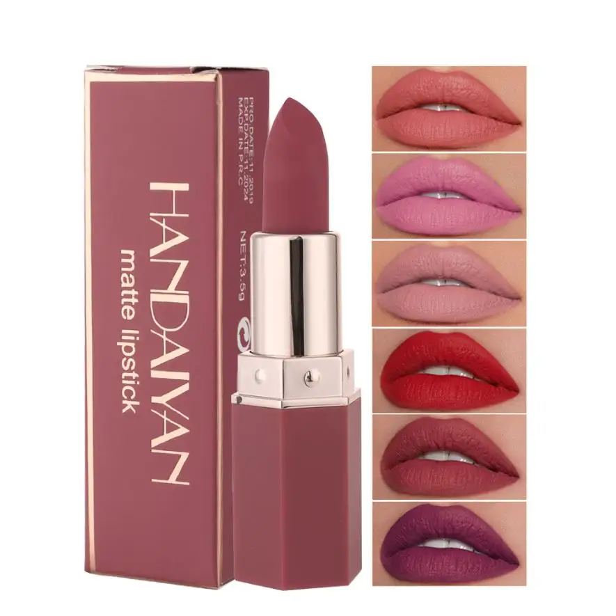 

HANDAIYAN Red Velvet Matte Pop 6 Color Lipstick Vegan Non Stick Cup Lipstick, 6 colors