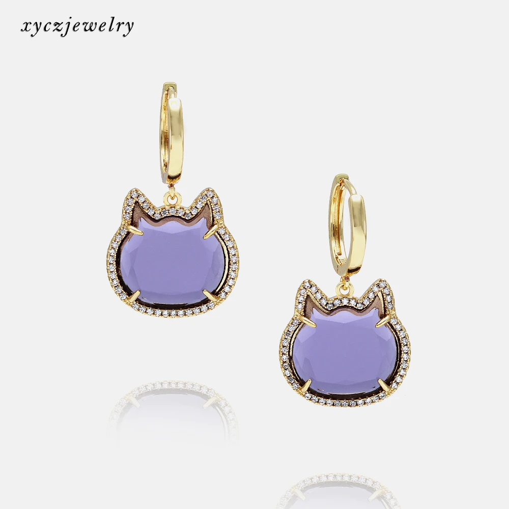

xingyu jewelry lovely earrings cat glass jewelry new design cat earrings, Picture