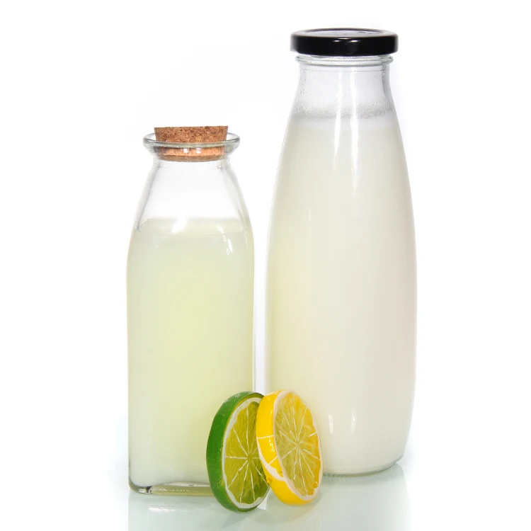 

250Ml- 1L Clear Glass Juice Bottle Glass Milk Bottle With Metal Lid Beverage Bottle