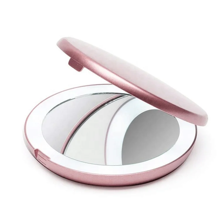 

Fold Double Magnify Touch Round Led Lights Cosmetic Compact Mirrors In Bulk