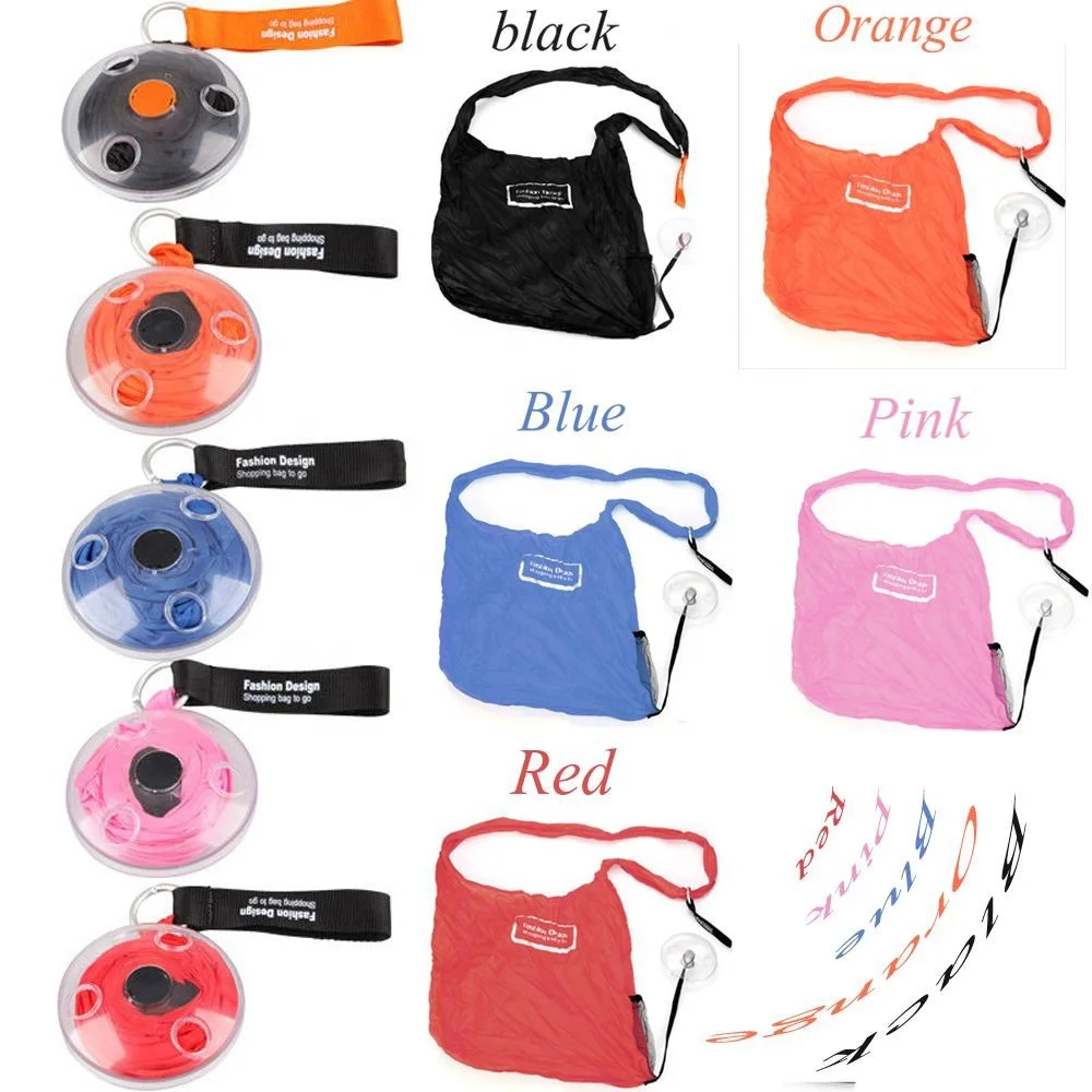 

recycled roll up nylon foldable shopping bag plastic ball grocery, Orange,blue,red,black,pink,gray, green