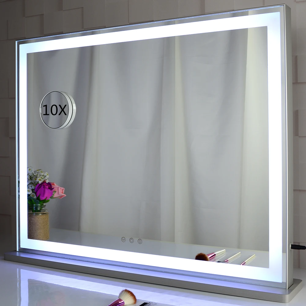 

Decorative Espejos Makeup mirror hollywood Led light Salon Vanity Mirror with light Strip, Silver