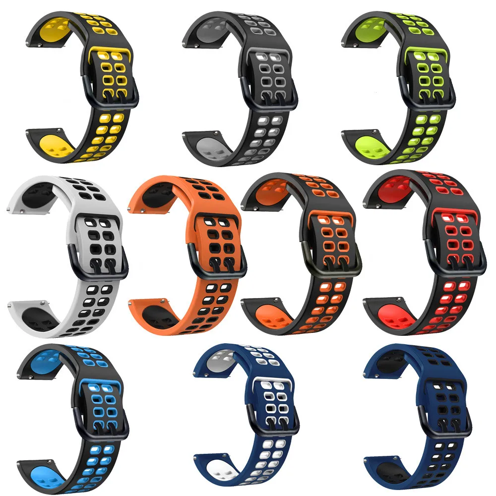 

20mm/22mm band for Samsung Galaxy watch 4/classic/46mm/Active 2/Gear s3 Frontier silicone bracelet Huawei watch GT/2/3/Pro strap