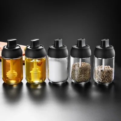 

Spice Box Storage Set Salt Shaker Kitchen Seasoning Bottle Jar Moisture-proof Glass Household Condiment Sugar Msg Jar