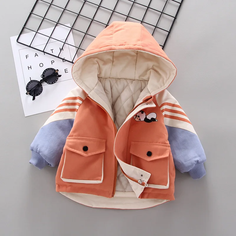 
Sunny Baby Children Plus Velvet Coat 2019 New Autumn and Winter Padded Quilted Jacket 