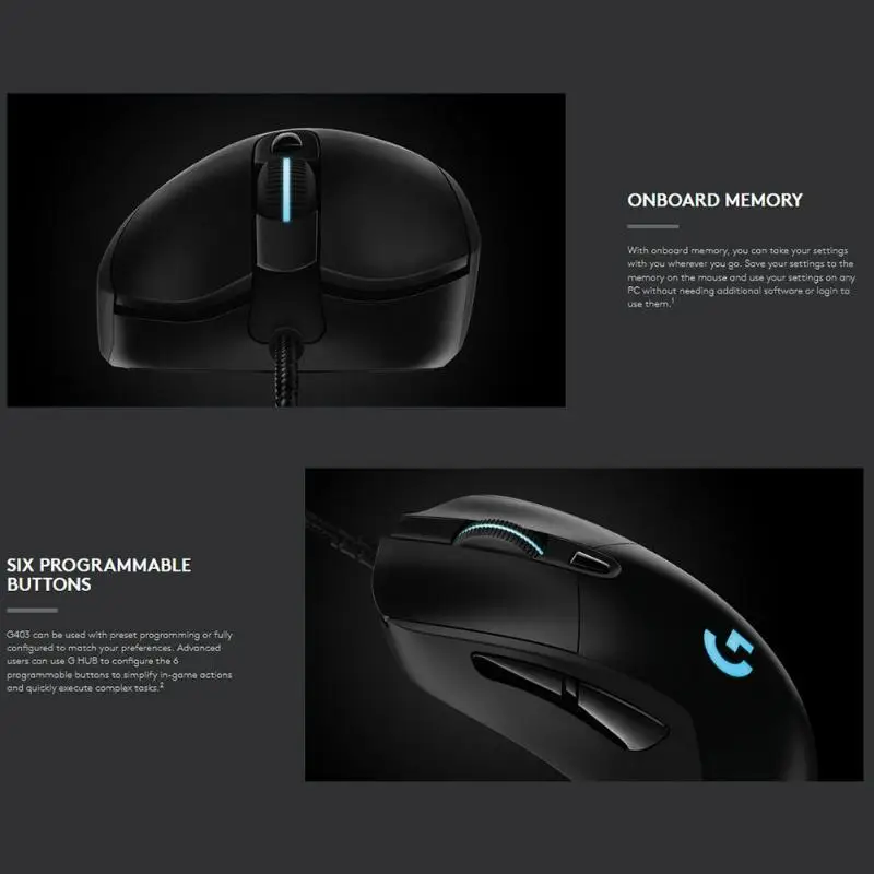Logitech G403 Wired RGB Gaming Mouse - 12000 DPI for PUBG