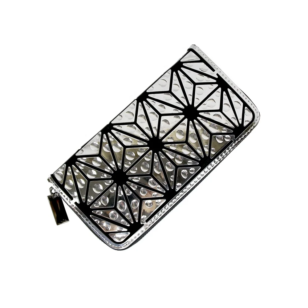 

Women Water Print Geometric Wallet Zipper Mulit Pouch Long Clutch Purse
