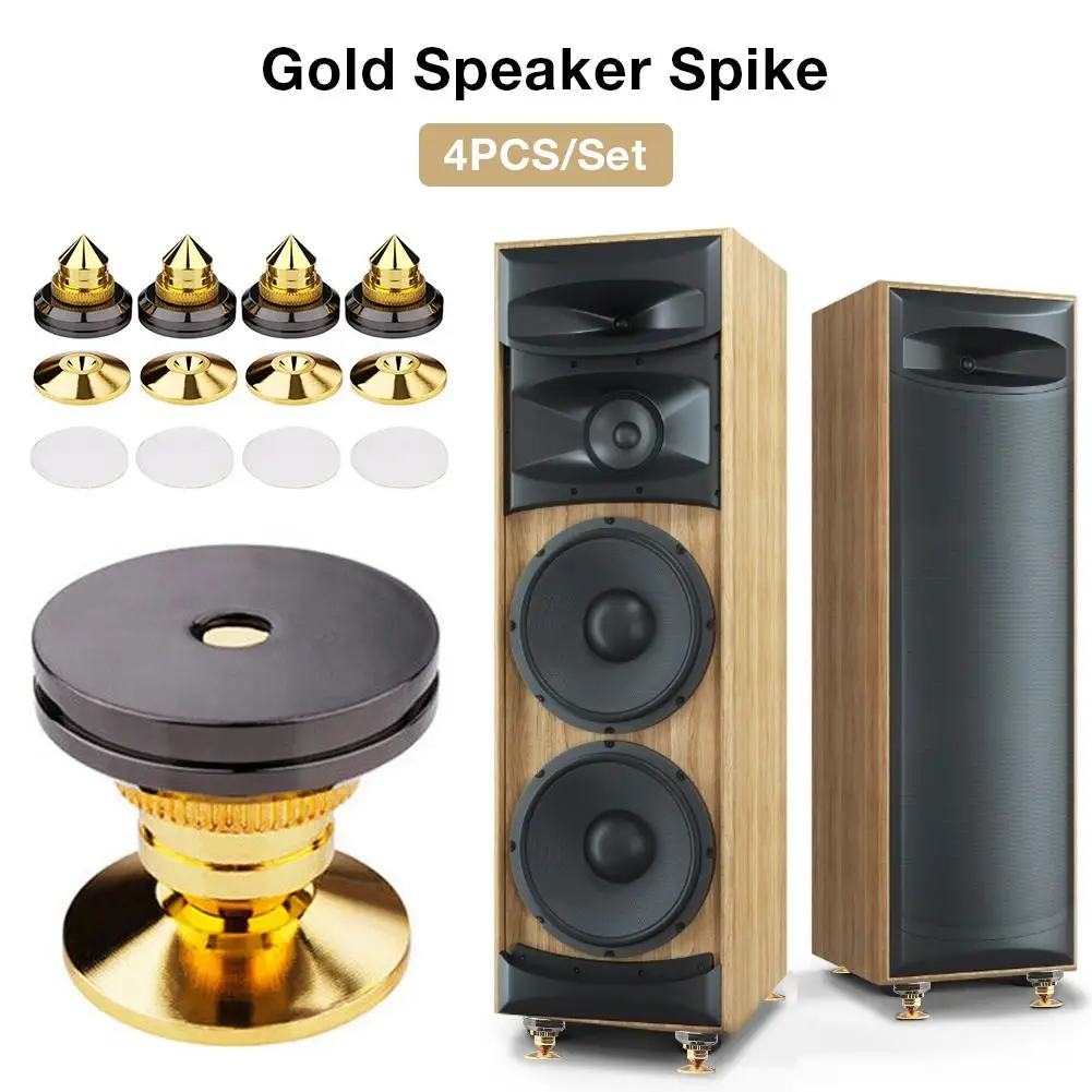 

4PCS/Set Speakers Stand Foot Golden Spikes Speaker Pad Gold Spikes Pure Gold Loudspeaker Box Nails Cone Floor Foot Nail