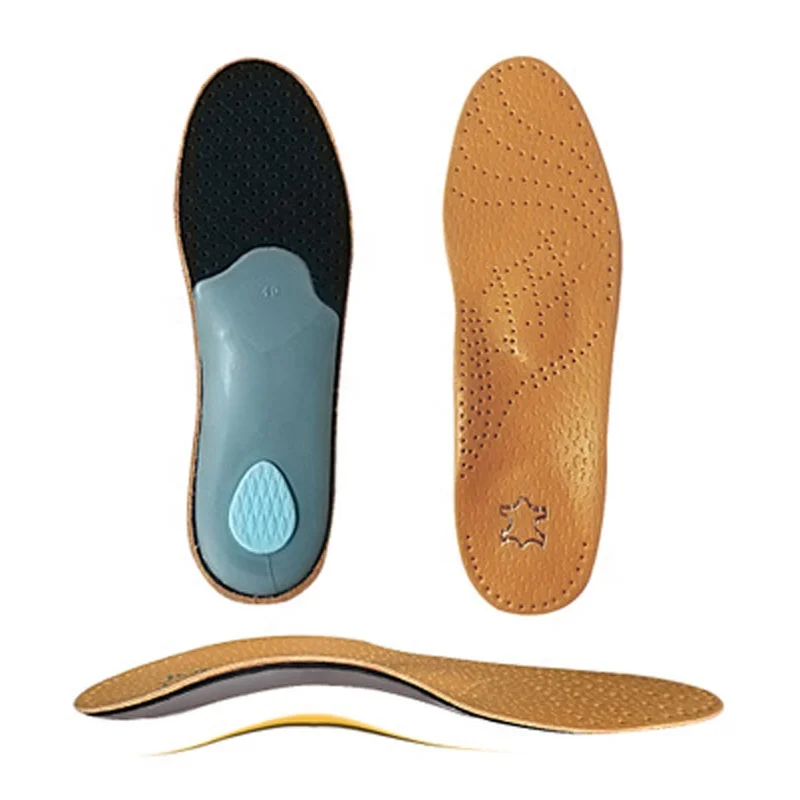 

Flat Feet Orthotic Genuine Leather High Arch Support Insole for Plantar fasciitis, Brown