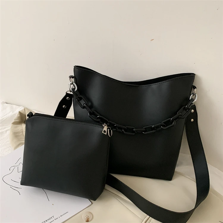 

Fashion Design Bucket Acrylic Thick Chain Sling Large Tote Bag Shoulder, As picture
