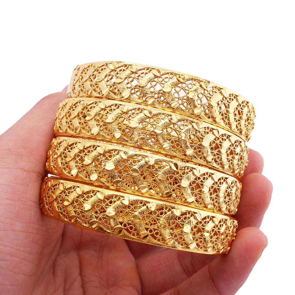 

luxury copper jewellery 18K gold plated open bracelets bangle for Women wedding gifts African Bracelet jewelry Wholesale