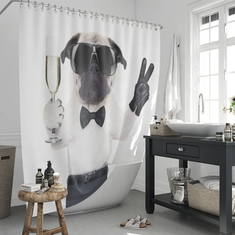 

Animal Pattern Shower Curtain Digital Printing Pet Design Cabin Shower Curtain, Customized color