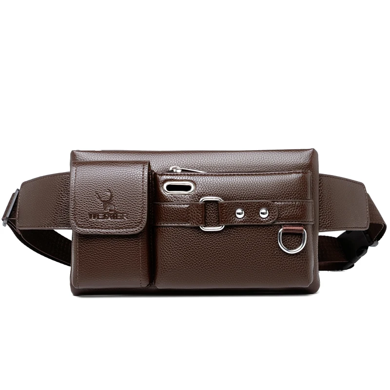 

Multifunctional outdoor travel PU riding waist bag for men, Black,coffee