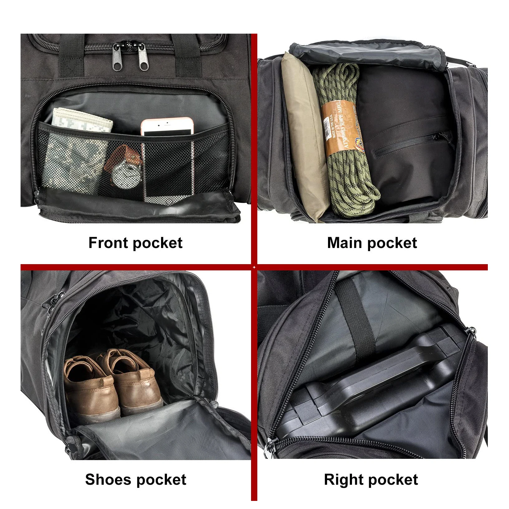 
Custom Fitness Duffle Bag Gym Travel Hiking Trekking Sports Duffle Bag with Shoes Compartment 