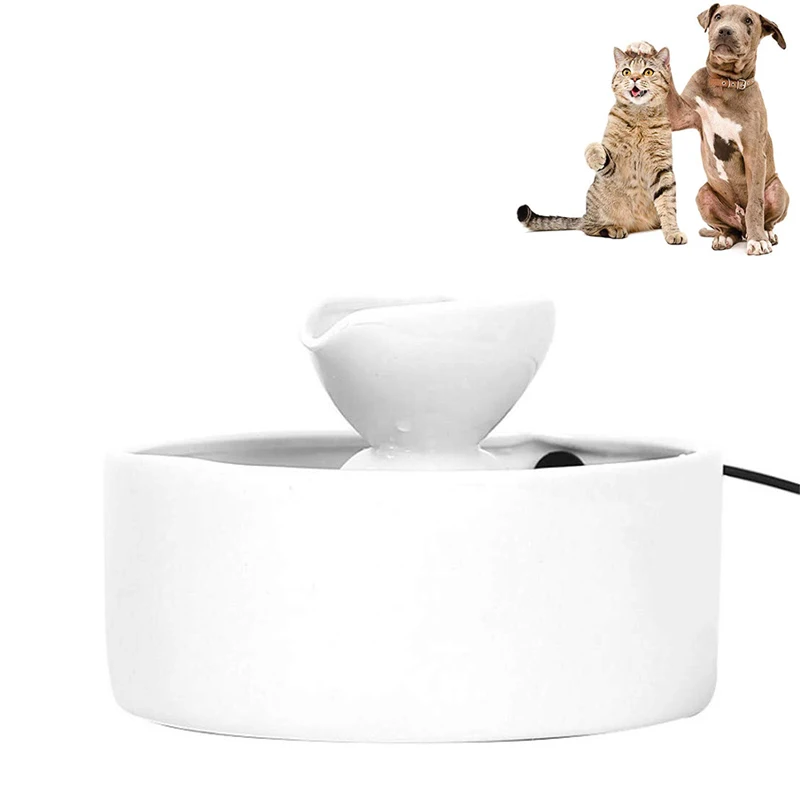

Cat Ceramic Automatic Dispenser Intelligent Water Circulation Cat Drinking Water Fountain Modern Ceramic Pet Water Fountain, White
