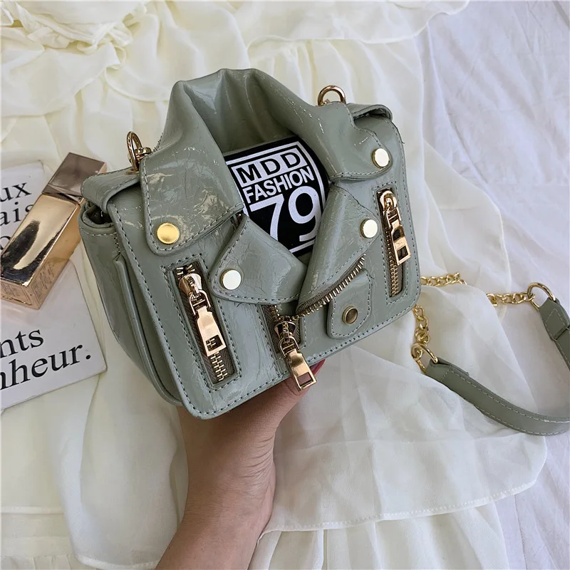 

Jacket Clothes Bag Locomotive Fashion Female Personality Chain Shoulder Messenger Bag