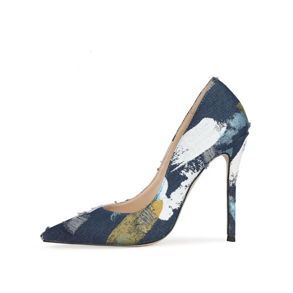 

Spring Women Stiletto High Hills Jean Shoes Fashion Female Pencil Heels Large Size 12 Ladies Shoes, 3 colors