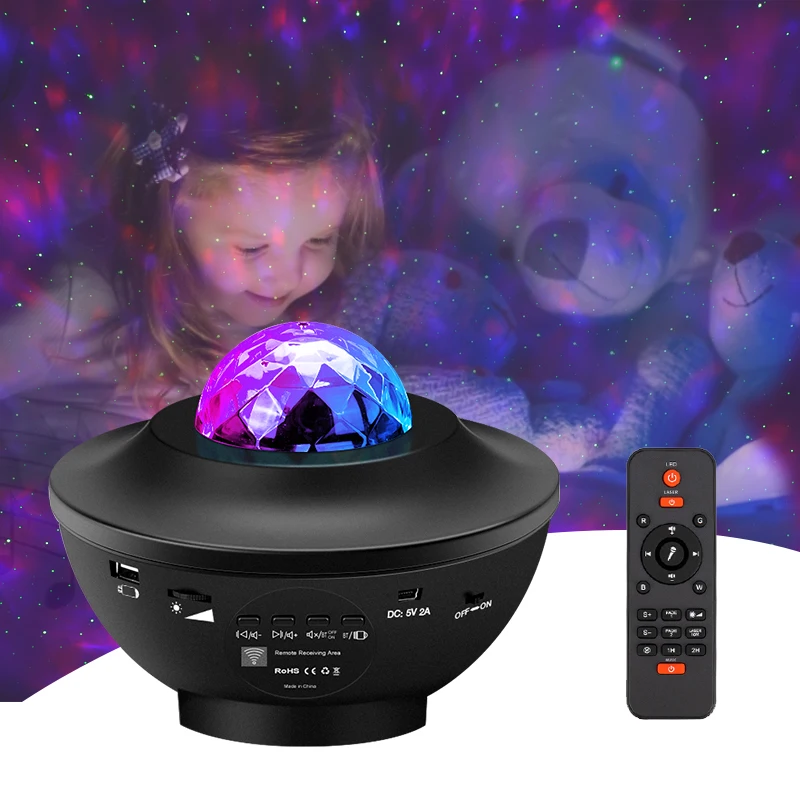 

Smart home indoor Remote Control BT Speaker led rgb Laser Starry Sky Music Star projector bedside night light table la