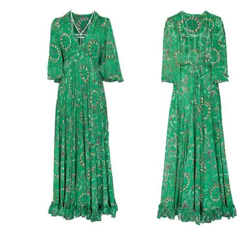 

Floral Print V Neck Sexy Beach Boho Maxi Dress Sexy Long Sleeves /Sleeveless Soft and Breathable Dress, Pictures