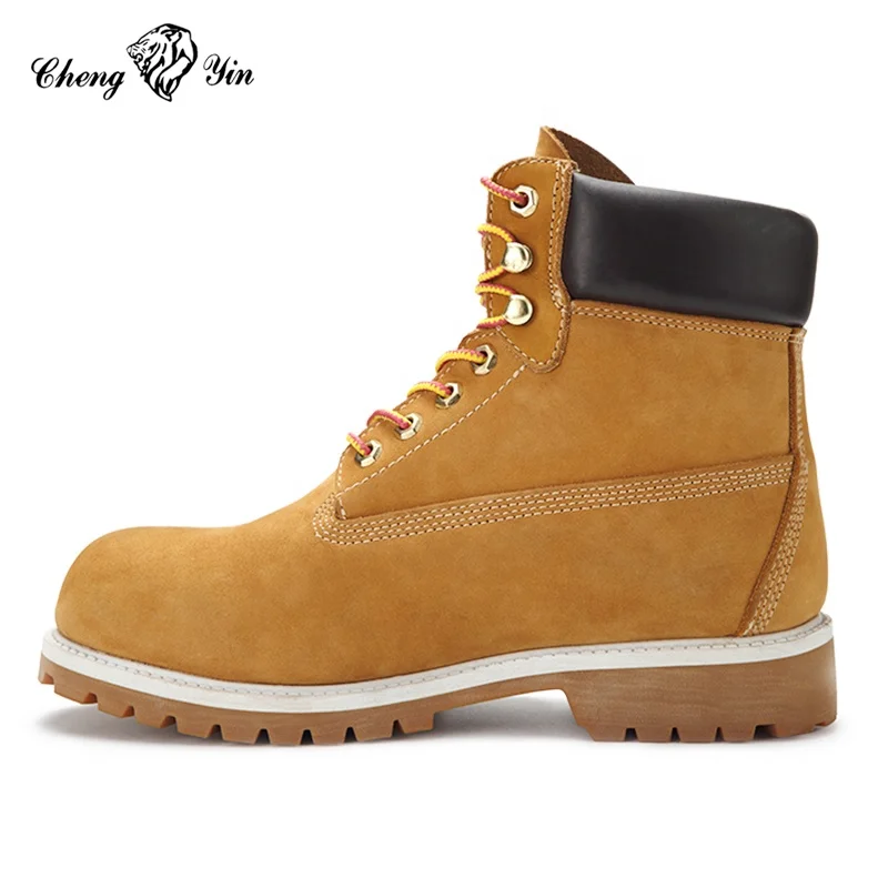 

Supplier nubuck leather rubber outsole safety construction work boots shoes for men