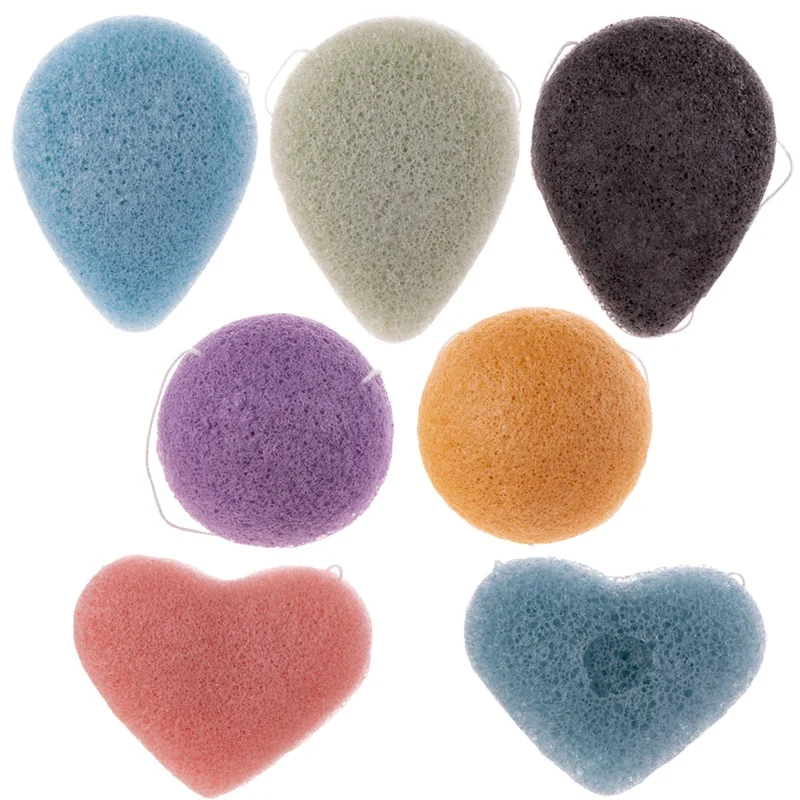 

Private Label Natural Organic Skin Care Facial Cleaning Konjac Sponge, Green, red, blue, black, customized