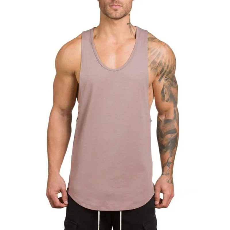 

Wholesale Men's deep dig bodybuilding fitness vest solid color summer V-neck comprehensive training sports bottoming shirt