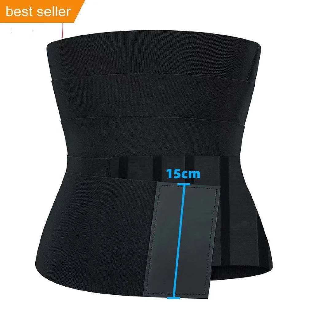 

New 300cm and 400cm adjustable tummy wrap compression slimming Sweat Belt Women Stomach Waist Trainer Trimmer Belt, Black