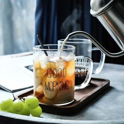 

15oz Heat-resistant Glass Breakfast Coffee Mug for Tea Milk Coffee Beverage Oats Yoghurt, Customized