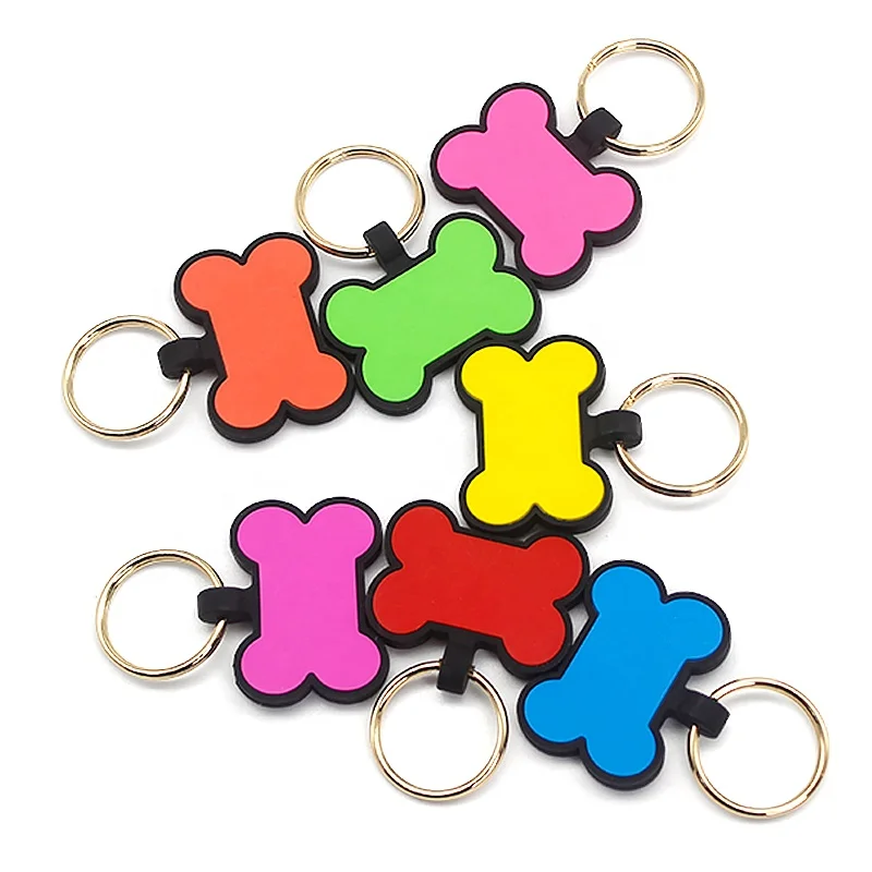 

Customized Logo Bone Silicone Sublimation Pet ID Tags Cute Dog ID Tags, Customized color