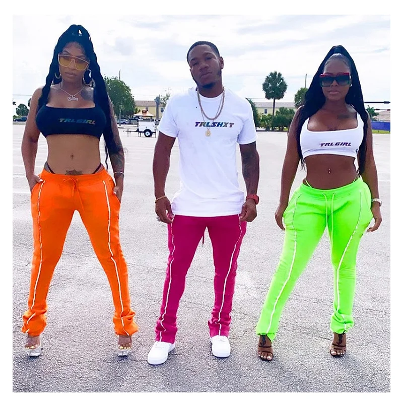 

Custom Sweatpants 2021 New Design Letter Printing Reflective Pants Sexy Sport Bodycon Long Ladies Pants