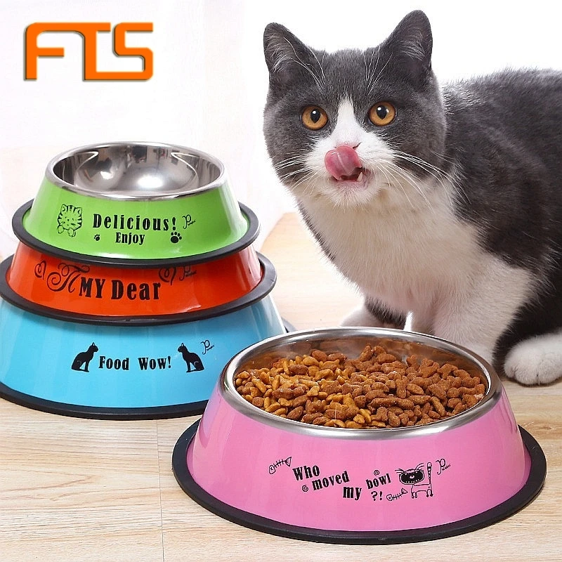 

FTS Cat & Dog Bowl Feeders Stainless Steel Water Feeding Large Raised Drinking Feeder Supplies Pet Bowls