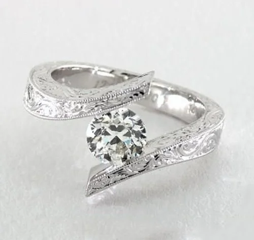 

High Quality Wholesale Fashion Jewelry KYRA0577 CZ Rings Retro 3A Zircon ring for women lady, Silver
