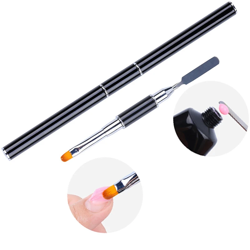 

Double Side Spatula Nail Art Pen Brush Manicure Tip Extension Acrylic Builder Accessory Poly Gel Rod Tool Black Nail Art Brushes